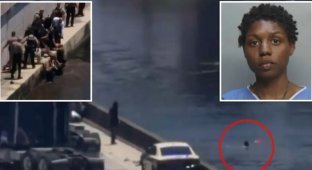 The car thief jumped into the lake to escape from the police (5 photos + 1 video)