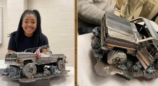 В США старшеклассница сварила из металлолома модель пикапа Chevy (20 фото)
