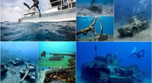 Underwater military museum in Jordan (4 photos + 1 video)