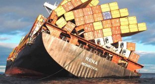 What happens when a cargo container falls off a ship? Is it returned or abandoned in the ocean? (5 photos)
