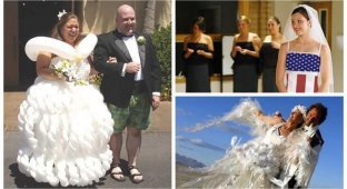 20 откровенно нелепых свадебных платьев (21 фото)