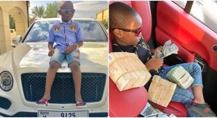 10-year-old millionaire from Nigeria lives in his own mansion and drives a Bentley (7 photos)