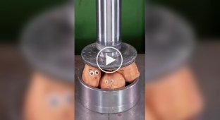 Разные предметы подставляем под гидравлический пресс