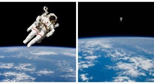 Перший вихід у відкритий космос без страховки (5 фото + 1 відео)