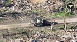 Russian T-80BVM tank shatters after being hit by a Ukrainian drone