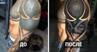 16 примеров того, как мастера дали старым татуировкам новую жизнь (17 фото)