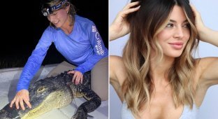“The most attractive scientist in the world” fights crocodiles with her bare hands (5 photos + 1 video)