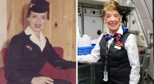 86-летняя стюардесса летает уже 65 лет и не собирается не пенсию (6 фото)