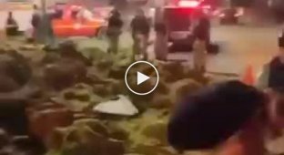 In Brazil, a truck with marijuana overturned right at a police checkpoint