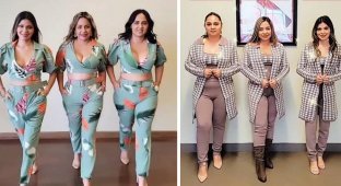 S, M, L: девушки примеряют одинаковые наряды, чтобы показать, как они смотрятся в разных размерах (26 фото)