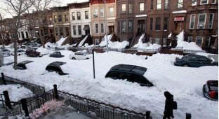 Нью-Йорк засыпало снегом (29 фотографий)