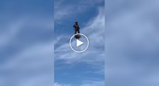 Flying over water on a flyboard