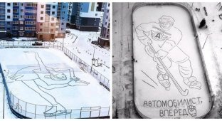 Вместо кисти - лопата: житель Екатеринбурга создает картины на снегу (11 фото)