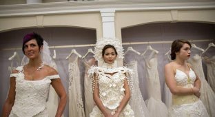 Дизайнеры соревнуются в создании потрясающих свадебных платьев из… туалетной бумаги (29 фото)