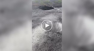 Flying over a huge hole in a glacier