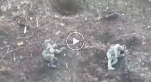 Arrival of an FPV drone and cluster munition against two Russian military personnel in the Eastern direction