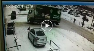It's cold inside! Truck nearly ran over a woman with children