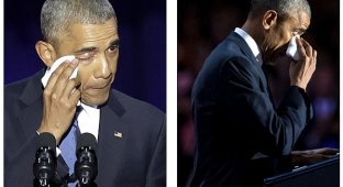 Обама прослезился от своей собственной прощальной речи, когда благодарил свою семью за поддержку (8 фото + 1 видео)