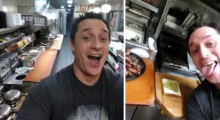 Парень сам приготовил еду на кухне в кафе, где все работники уснули (7 фото)
