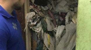 Жительница Москвы превратила свою квартиру в мусорную свалку (2 фото)