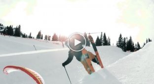 Экстремальный спуск на лыжах и с парашютом одновременно