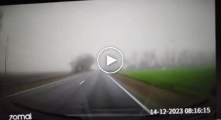 Another brave driver overtaking in the fog