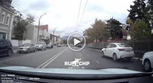 Only the girl was scared. Unexpected road accident from Novorossiysk