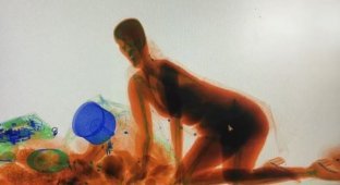 Китаянка полезла в рентген для багажа вслед за сумкой и стала произведением искусства (3 фото + 1 видео)
