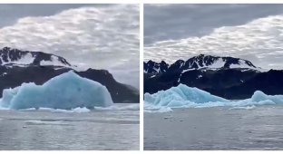 Айсберг раскололся и перевернулся на глазах у туристов (5 фото + 1 видео)