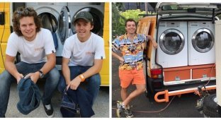 Двоє друзів перетворили автофургон на мобільну пральню для бездомних (17 фото)