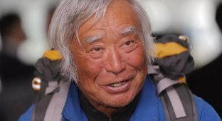 Пожилой японец покорил гору в инвалидной коляске (4 фото + 1 видео)