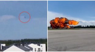 The crash of a Polish training aircraft was caught on video (3 photos + 3 videos)