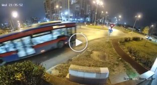 In Romania, a car flew over two cars and landed on a lawn