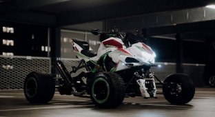 Tuners turned the Kawasaki H2 motorcycle into an ATV (6 photos)