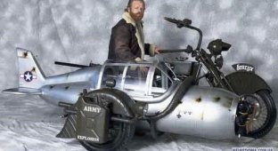 Моддинг мотоцикла с коляской в виде истребителя