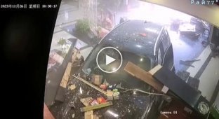 In China, a car crashed into a restaurant