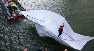 По Темзе на лодке… сделанной из бумаги (4 фото)