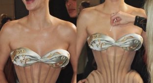 Kendall Jenner and her unusual dress at the Schiaparelli show in Paris (3 photos + 3 videos)