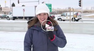 The presenter received a snowball in the face from the operator before the start of the live broadcast