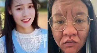 A Chinese woman became unrecognizable during pregnancy (4 photos)