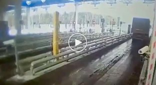 Head-on collision with a truck at a toll booth
