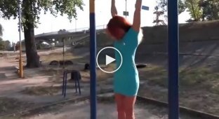 Girl training in a dress and heels