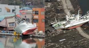 Фотографий кораблей, выброшенных на сушу цунами в Японии (30 фото)