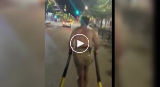 Rickshaw man tried to surprise customers with a trick, but overturned the cart