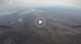 Soldiers of the 5th Separate Assault Brigade destroy two enemy drones in the sky, and attack a tank in a field in the Kramatorsk direction