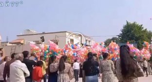 Explosion of balloons at a holiday in India