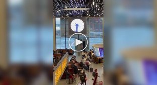 Необычные часы в аэропорту Амстердама