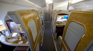 Пассажир рейса Emirates заснял, как стюардесса сливает не выпитое шампанское обратно в бутылку (3 фото)