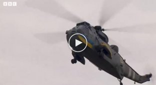 British helicopter Westland WS-61 Sea King on patrol in Ukraine