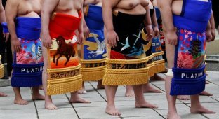 На весеннем фестивале сумо выступили сильнейшие борцы (10 фото)